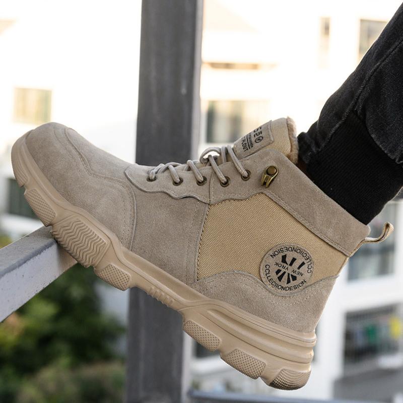 New Autumn and Winter Men's Warm Leather Boots Plus Velvet Thick Men's Non-slip High-top Martin Boots