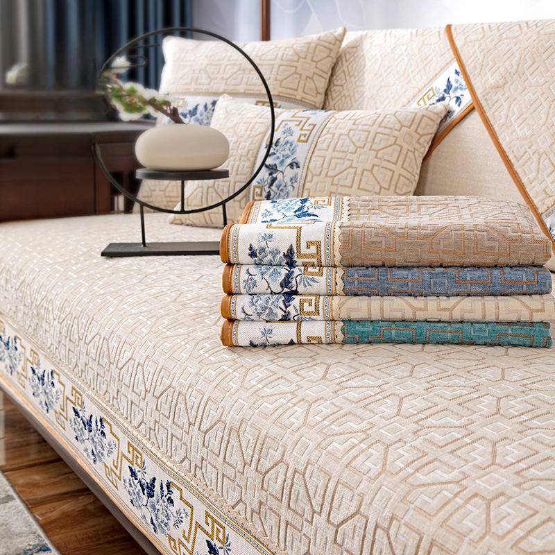 Solid Wood Sofa Cushion Chinese New Chinese High-End Non-Slip Cushion Backrest Towel Cover Cloth Four Seasons Universal Sofa Cushion Cover
