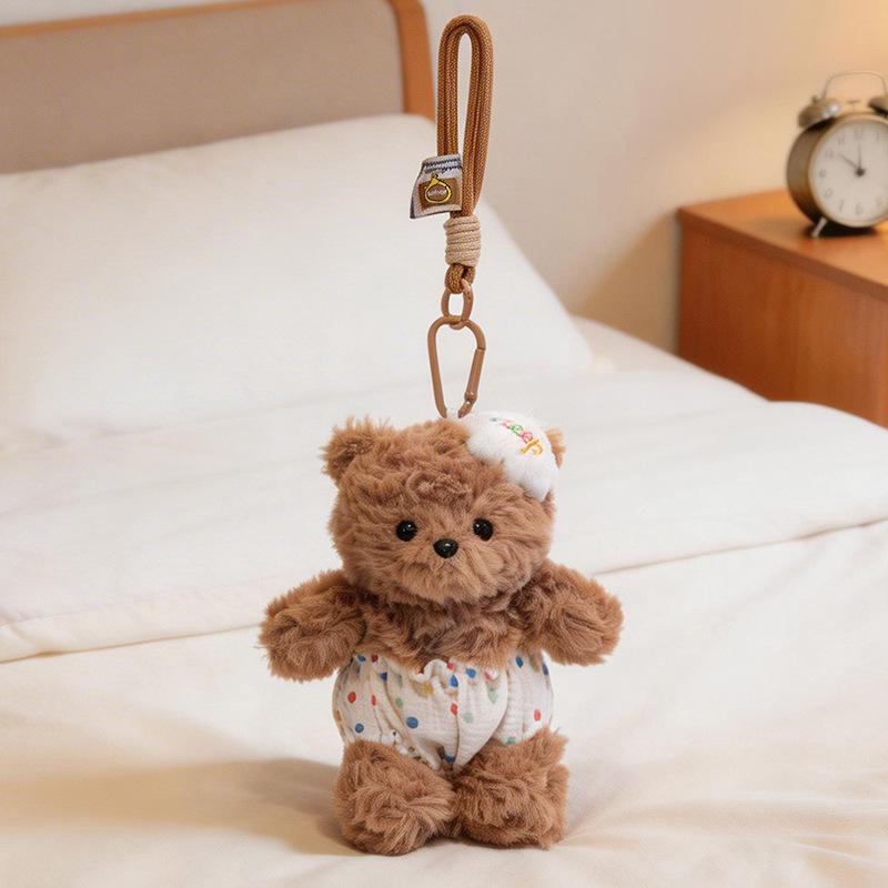 Sweet Forest Pajama Party Doro Bear Pendant Plush - Little Bear Backpack Charm for Kids 15 cm with lanyard