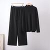 Autumn and Winter Casual Long Sleeve Split Knitted Sweater High Waist Skinny Wide Leg Pants Trousers Two-piece Set Modal