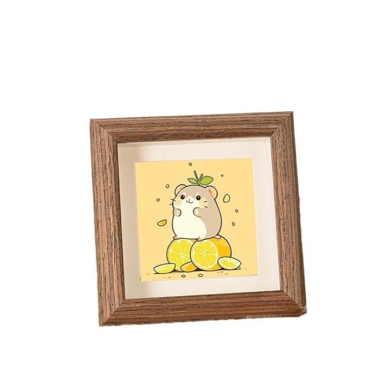 

Cute Square 4 Inch Wooden Photo Frame Handmade Tabletop Display Ornament inner 10.1x10.1cm