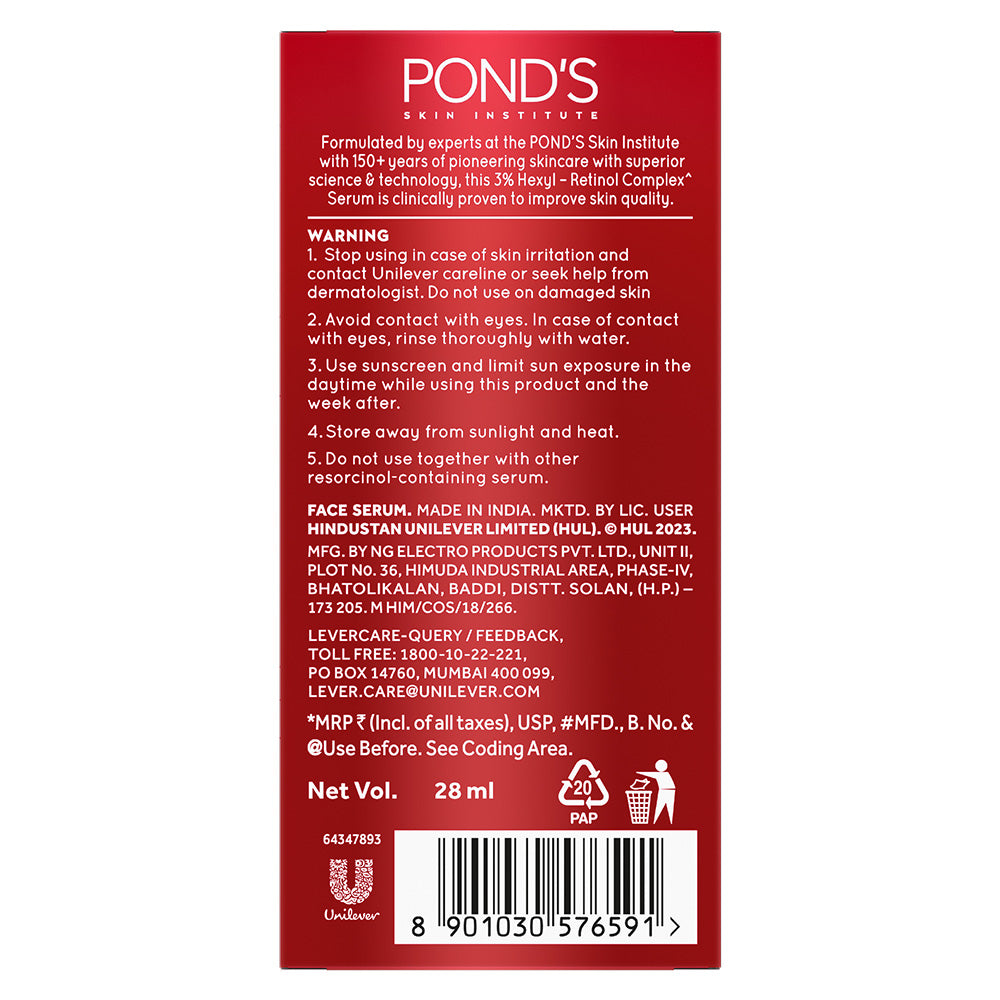 Pond’s Youthful Miracle Retinol Serum 28ml – Anti-Aging Face Serum For Glowing Skin & Fine Lines