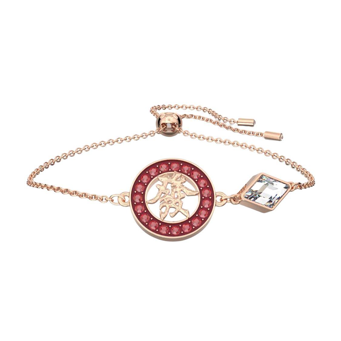 

Swarovski Red Circular Ring Adjustable Design Chinese Style Artificial Crystal Bracelet Women bracelet 5647992 Box+Shopping Bag (Random Color),S