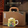 Guochao enamel ceramic office cup with lid filter tea separation mug household water cup business souvenir