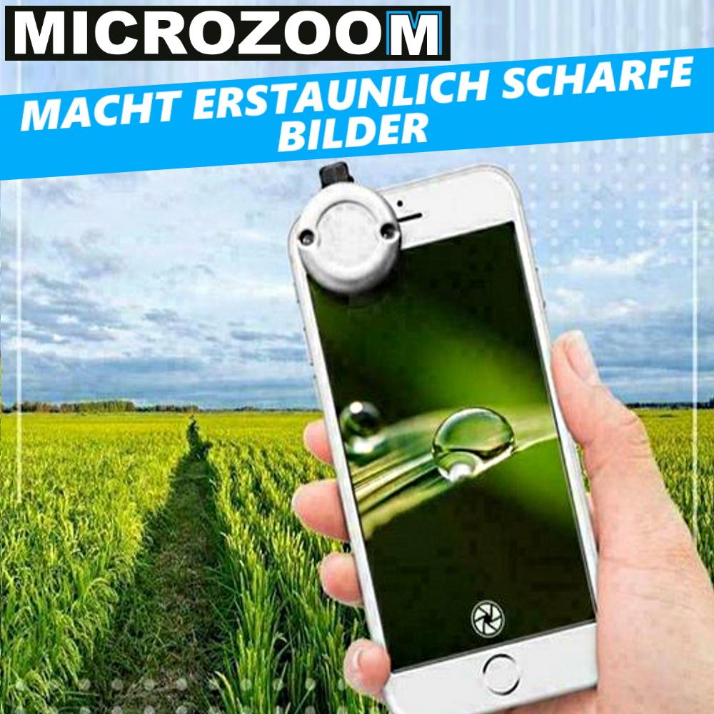MICROZOOM Mobilní telefon Smartphone Mikroskop Makro objektiv LED 30x zvětšení Tablet Lupa