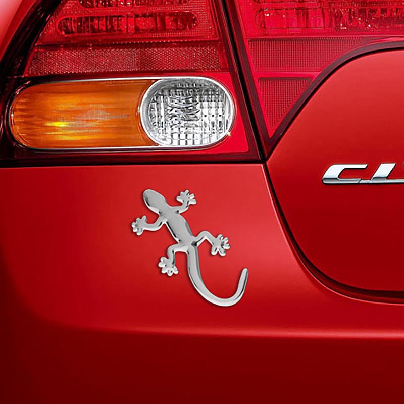 2/4Pcs 3D Gecko Lizard Car Sticker PVC Chromed Badge Emblem Decal Waterproof Reflective Stickers Auto Styling Decor Accessories