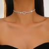 2026 Summer Eco-friendly Rhinestone Heart Clavicle Chain Necklace for Daily Wear