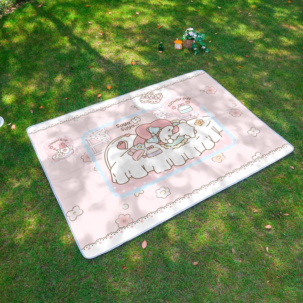 

Cartoon pink rabbit picnic mat moisture-proof mat picnic spring outing portable water-proof and heat-proof lawn mat outdoor camping mat 100cm wide*150cm long