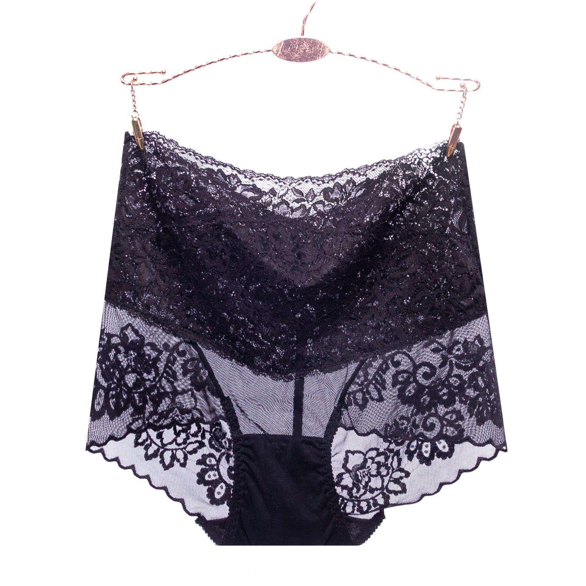 

High Waist Lace Tummy Control Seamless Plus Size Hip Lift Briefs with Cotton Crotch L (Weight 100-130 jin)