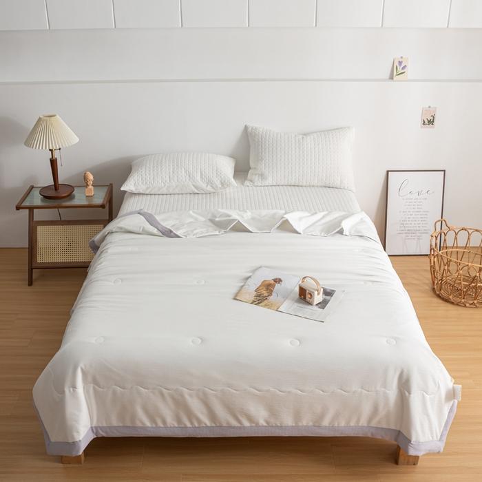 Solid color simple bubble cotton summer cool quilt, machine washable in summer, comfortable and breathable quilt