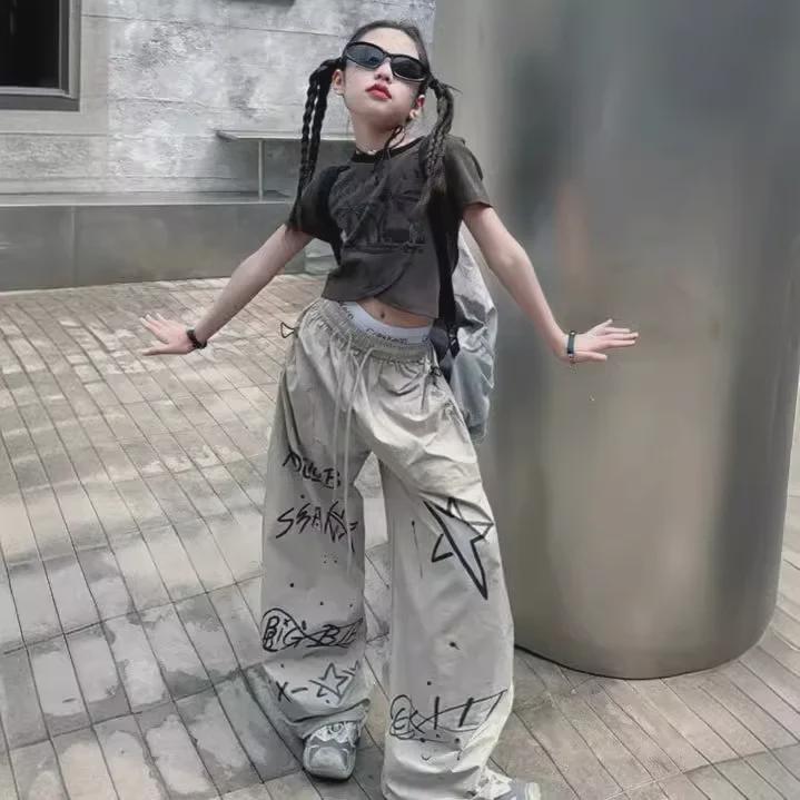 2024 Girls' Summer Graffiti Hip-Hop Streetwear Pants