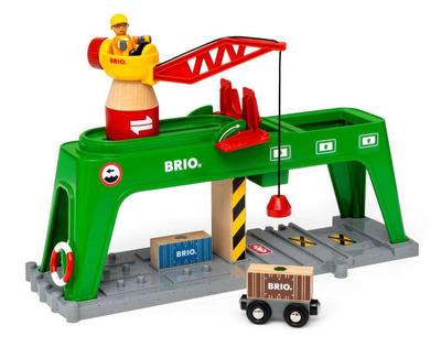 BRIO Container Crane for Ages 3 and Wooden Toy Track Scenery Gift 33996, Up. [Toy, Train, Set, Parts, (Birthday/Christmas)]