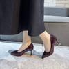 Fashion Fashionable High Heel Single Shoes Women Spring New Red Pointed Toe Thin Heel Breathable Slip-On Comfortable All-Match Shoes