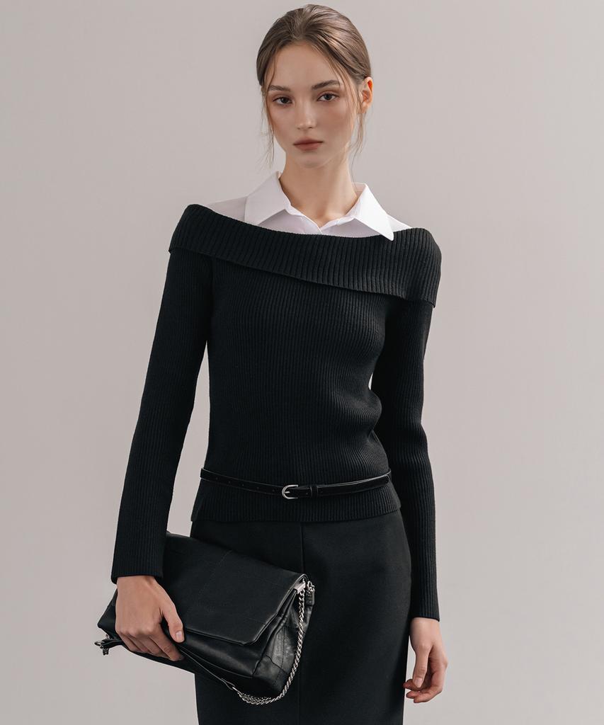 MIXXO Off-Shoulder Shirt Collar Pullover_Miwkafv21T Miwkag36Qt