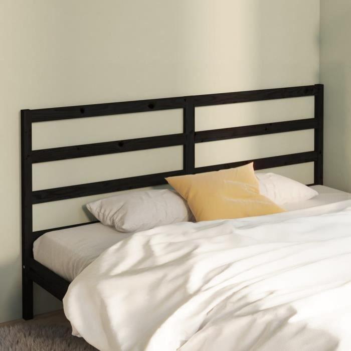 VidaXL Headboard Black 206x4x100 Cm Solid Pine Wood 817664