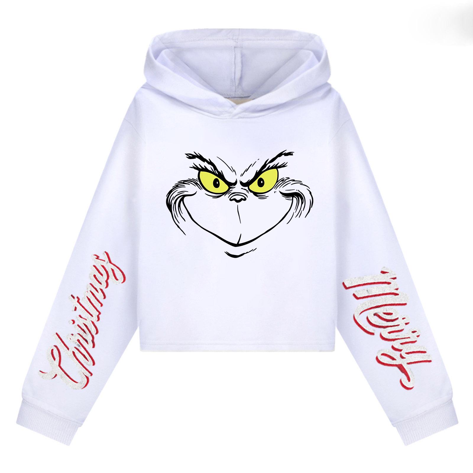 

Детская повседневная модная толстовка с капюшоном и длинными рукавами с рождественским принтом (Без шнурка) 170 белый