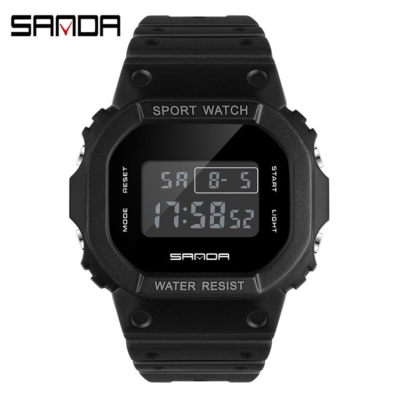 Sanda Multifunctional Waterproof Luminous Square Sport Watch - Fashionable Student Wristwatch