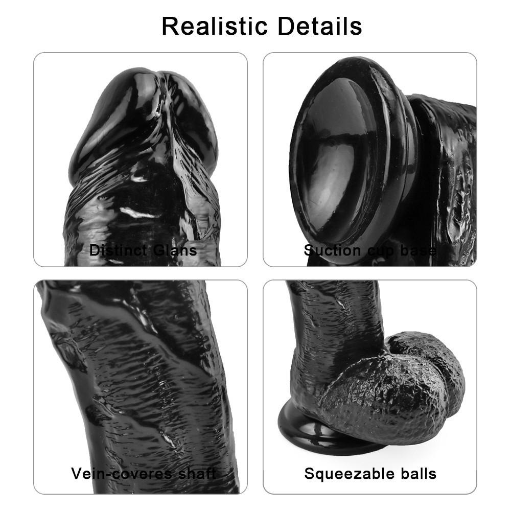 Black Huge Realistic  Dildo with Suction Cup Big Fake Dick Penis Butt Plug for Women Men Gay - Erotic Adult Sex Shop Toy