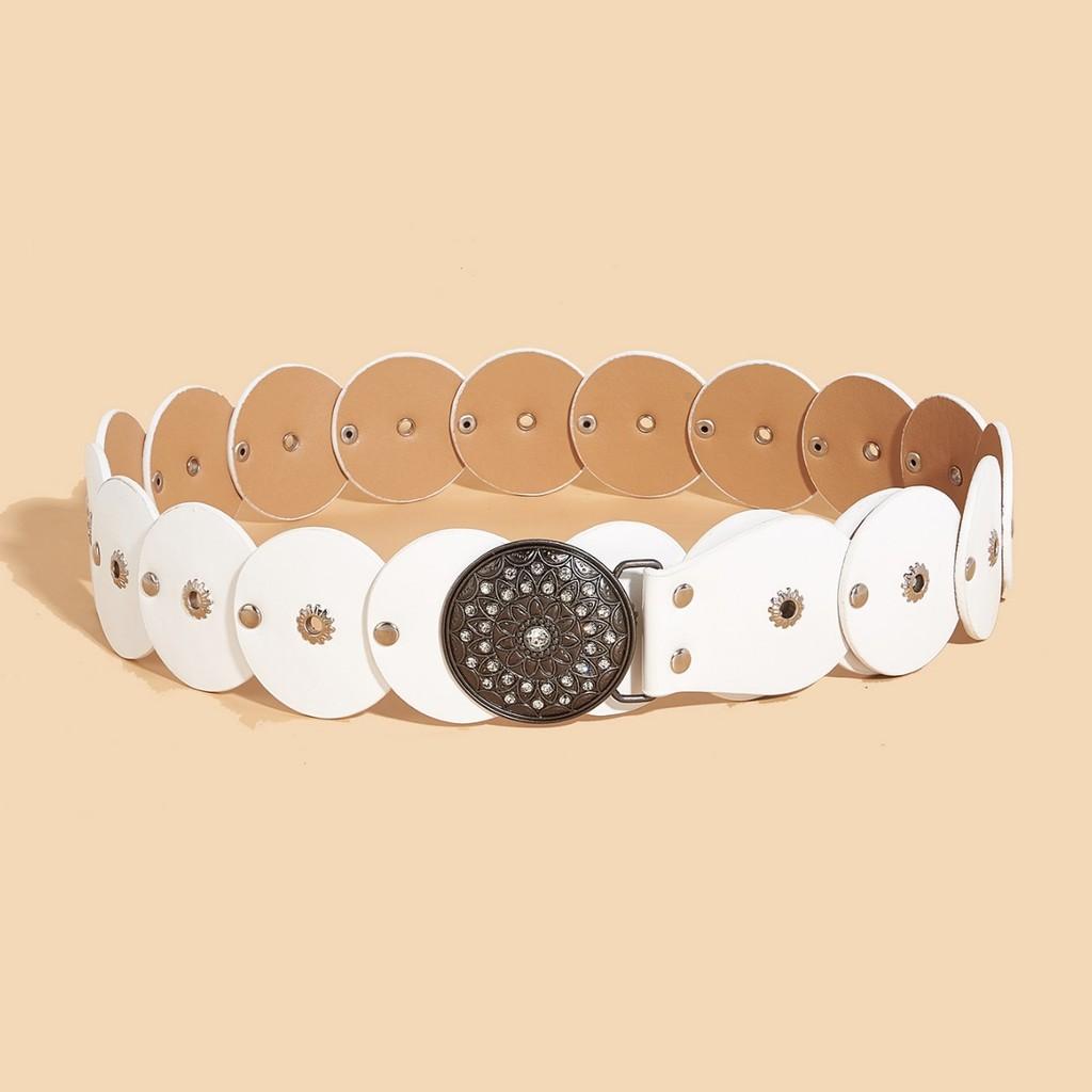 

Bohemian Round Rivets Patchwork Metal Buckle Retro Waist Belt For Women