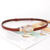 Metal Simple Circular Buckle Women Slim Waist Belt Without Punching Holes
