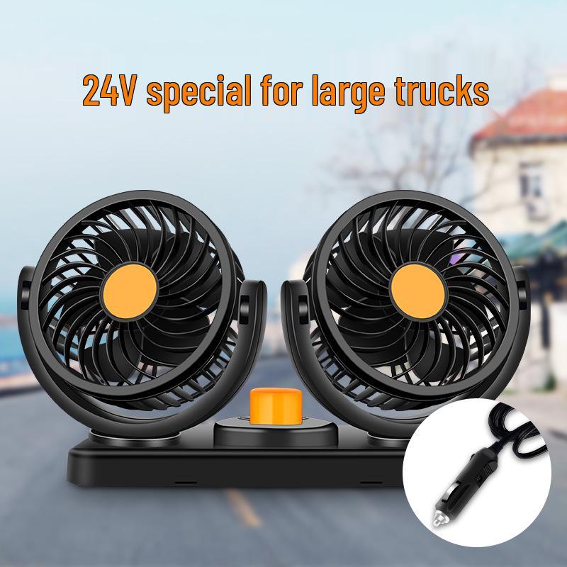 Portable Dual-Head USB Car Fan for Summer - Adjustable Mini Truck Fan