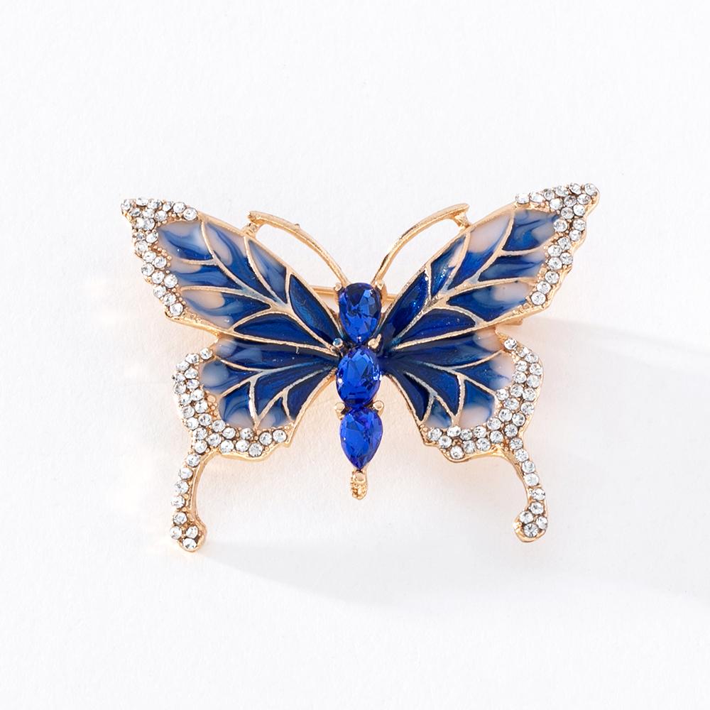 

Pinkdudu Fashion New 3 Colour Rhinestone Butterfly Brooch Romantic Luxury Charming Insect Brooch for Women Unisex Jewelry PD1277 синій