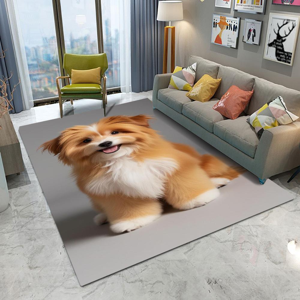

Милий золотистий собака посмішка килим мультфільм вітальня спальня кухня диван вхідний килимок нековзкий миючий кавайний декоративний килимок 50X80CM