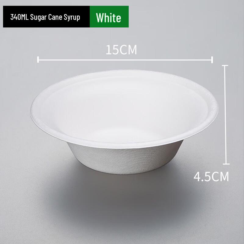 Yiceng 340ml White Degradable Disposable Paper Bowls, 100-Pack