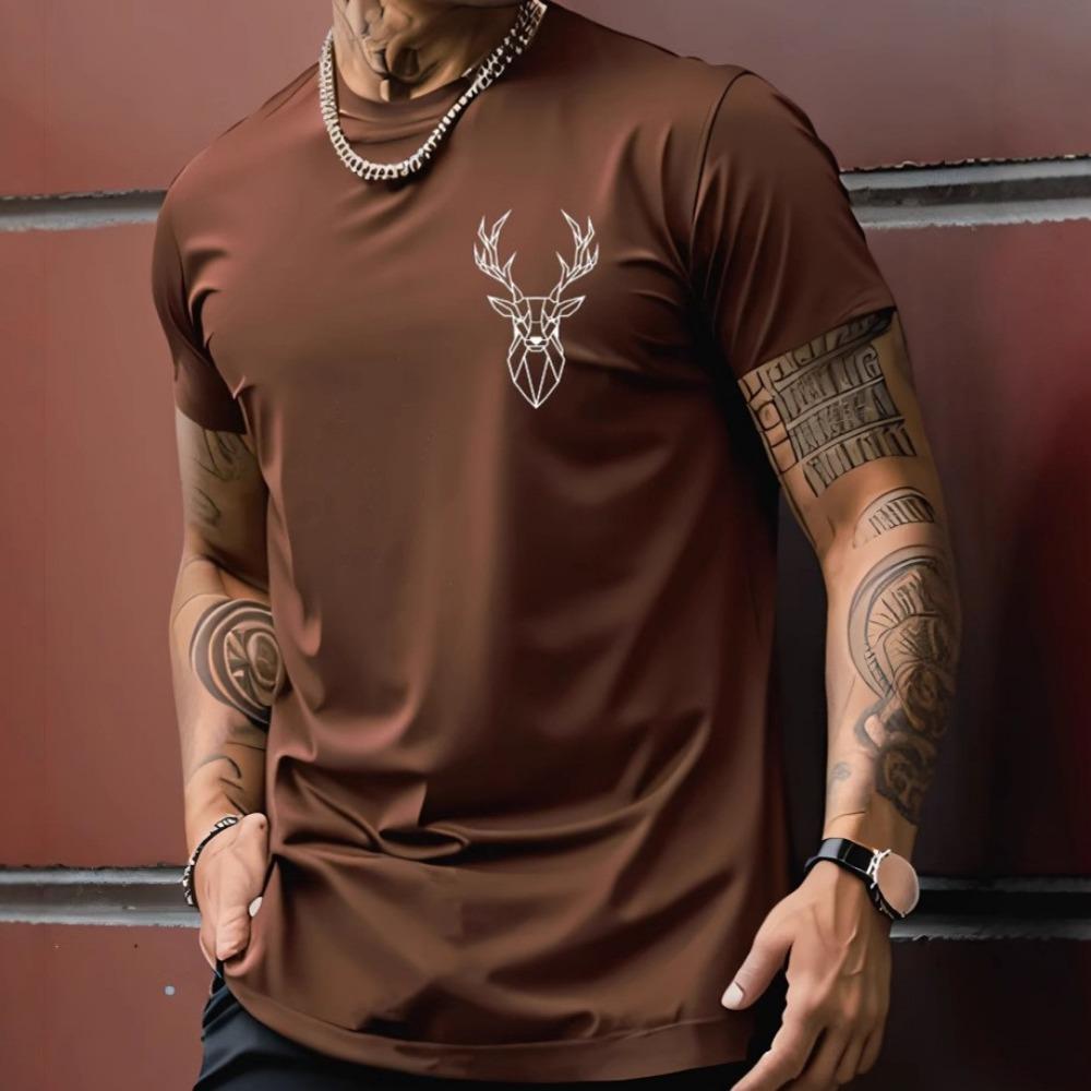 Summer Men's Casual Short Sleeve T-shirt Pattern Print Fashion Loose Comfortable Round Neck Men's Cotton Short Sleeve T-shirt