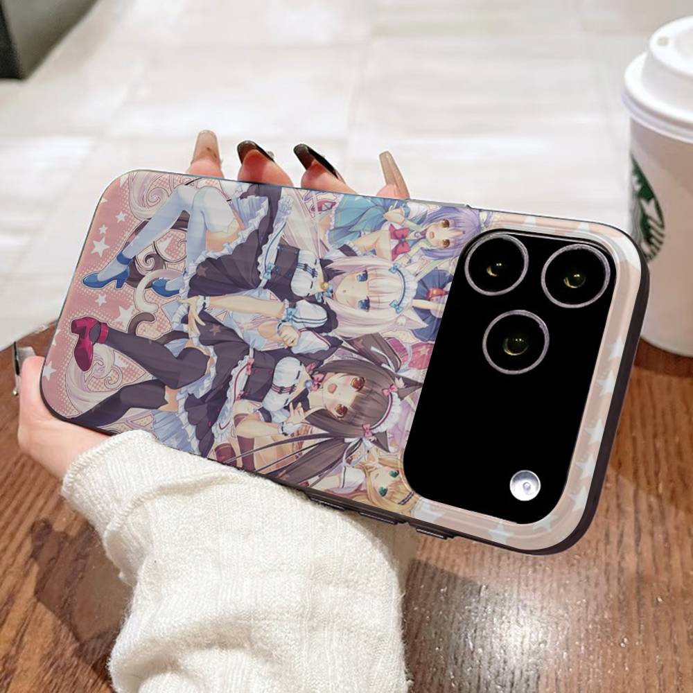 Chocola Nekopara For IPhone 16 15 14 13 12 11 17 Pro Max Plus Wave Corrugated Phone Case Anti Drop Cover