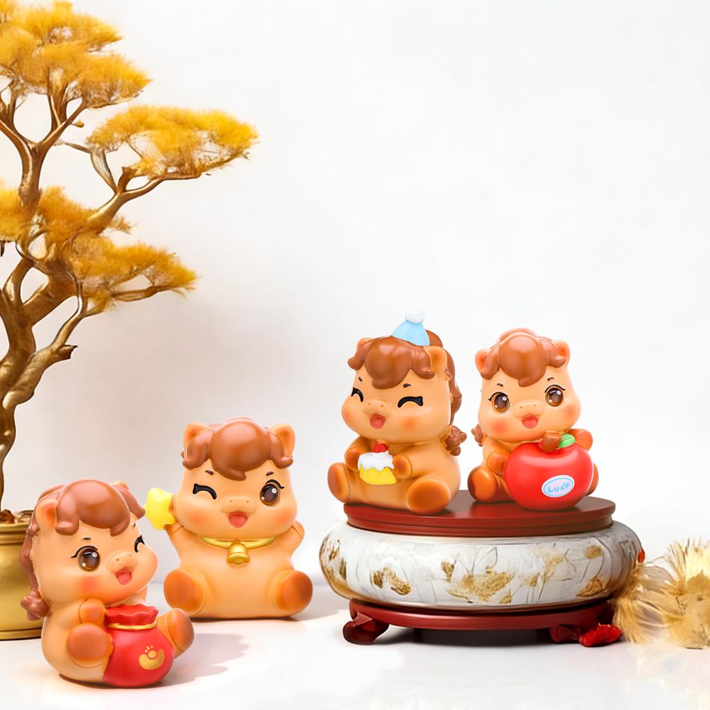 4 Stuks Chinees Nieuwjaar Paard Beeldjes Mini Hars Zodiac Beelden Jaar Van Het Paard Beeldjes Schattige Rijkdom Geluk Micro Landschap Ornam