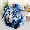 1pc Cat Blue Automatic Cute Umbrella High Quality Canopy, Portable Folding Umbrella with, Ideal Gift for - Travel, Everyday, Formal Events, Stylish Ac