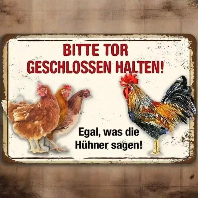 

Vintage Metal Poster Chicken Wall Decor Farmhouse Sign