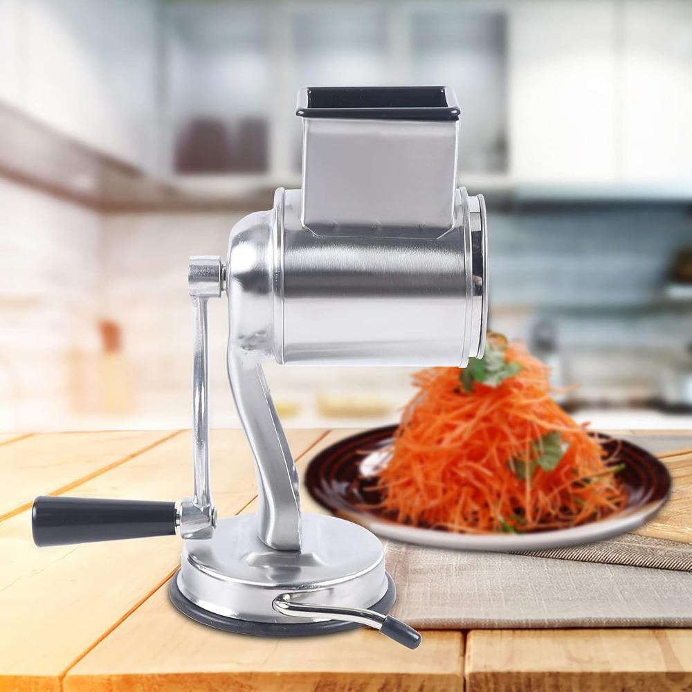 Rotary Cheese Grater Manual Cheese Shredder Multi-function Stainless Steel Vegetable Chopper Cutter with 5 Blades