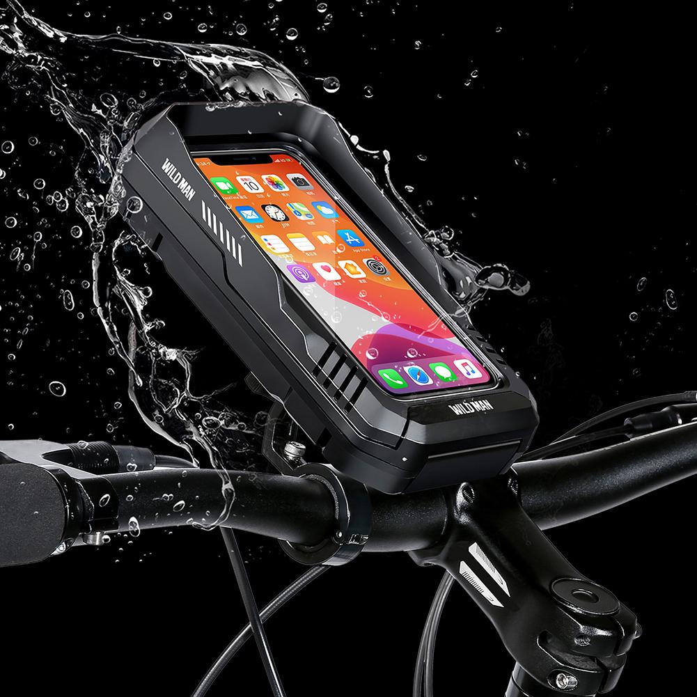 WILD MAN 0.6L MTB Bike Handlebar Mobile Phone Case Waterproof for Electric Scooter Motorcycle Touch Screen Mobile Phone Holder