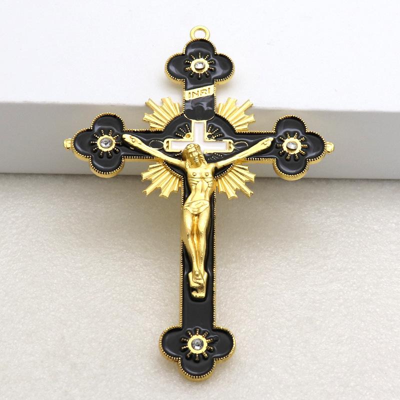 Metal Enamel Crystal Flower Crucifix Cross Spiritual Religious Jesus Catholic Blessing Faith Gifts Prayer Church Decor 2025 New