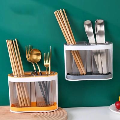 Utensil Holder Cutlery Drainer Kitchen Tableware Storage Bucket Plastic Chopstick Spoon Storage Rack Detachable Kitchen Tools
