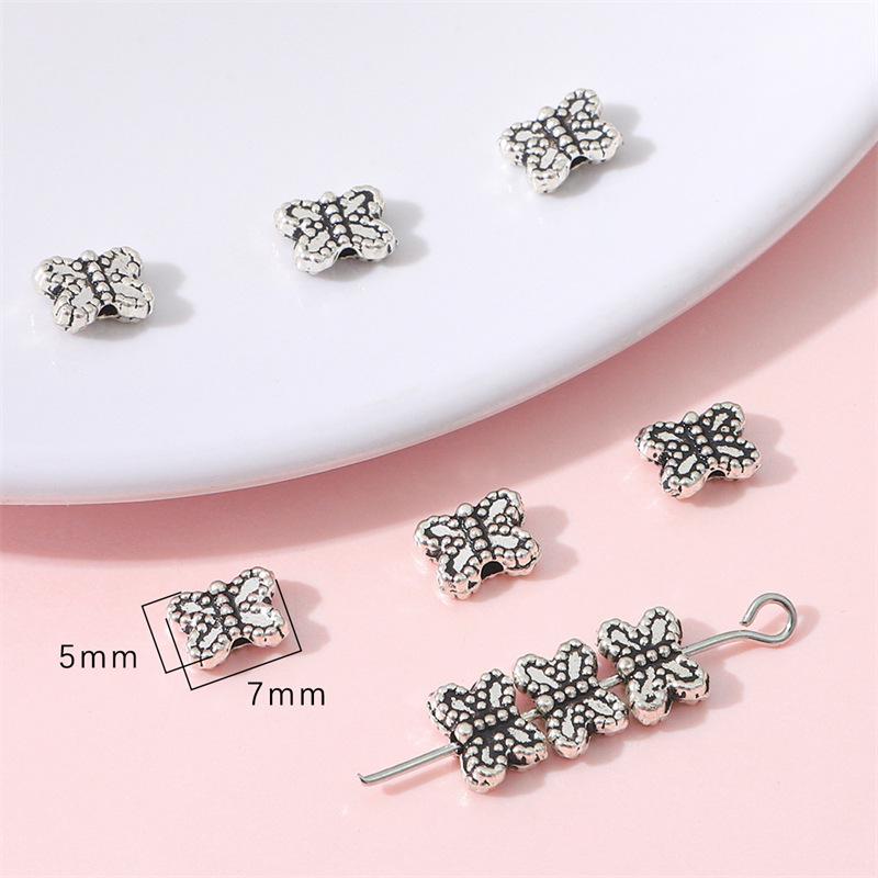 Antique Silver Alloy Heart, Flower & Butterfly Pendant for DIY Retro Jewelry Making