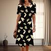 Women's Fashion Graceful Colorful Graffiti Print Summer Spring Short Sleeve O-Neck Casual Dresses