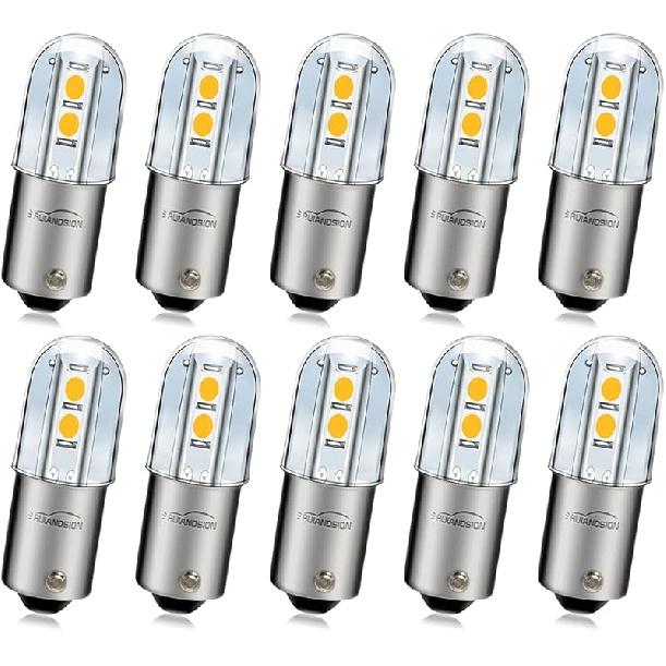 Ruiandsion BA9S LED Bulb 120V AC/DC Miniature Bayonet 9mm BA9s Base 3030 4SMD LED Replacement Bulb for Indicator Pilot Lights,White (Pack of 10)