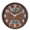 Wall Diameter Temperature and Humidity Continuous Second Coffee Color Clock, 32cm, Analog, Calendar, Display, Silent, Hand,