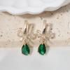 1 Pair Fashion Bow with Water Drops Zirconia Dangle Earrings for Women Golden Earring Jewelry Party Accessories