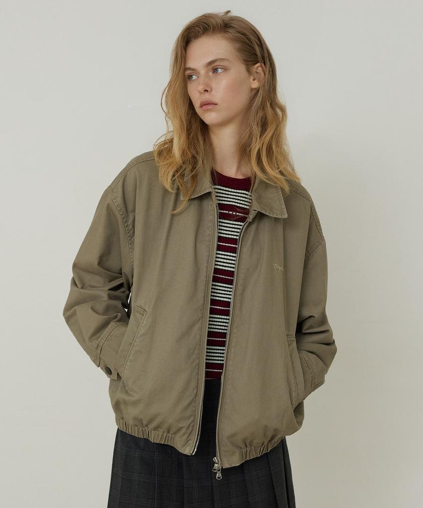 CITYBREEZE Stand Collar Cotton Blouson Jumper_Light Khaki