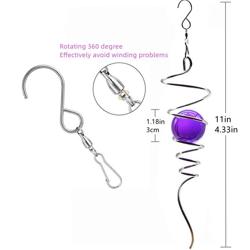 Kule med spiralhale vindspinner stabilisator rustfritt stål glasskule med hengende svivelkrok innendørs utendørs dekorativ