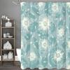 Creative Fresh Transparent Flower Green Shower Curtain, Bathroom Decorative Shower Curtain, Waterproof Shower Curtain with Hooks