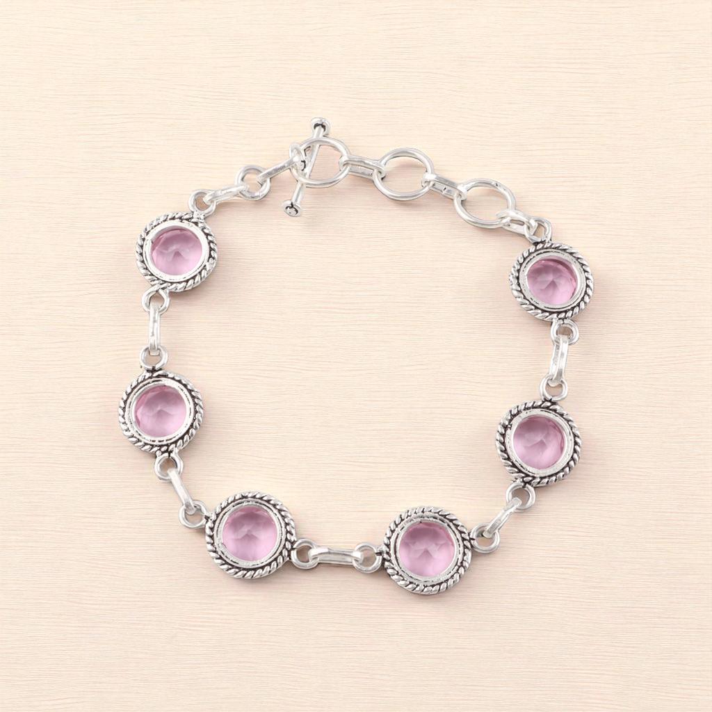 Morganite Gemstone 925 Sterling Silver Handmade Jewelry Adjustable Bracelet 7-9" RB-16-7