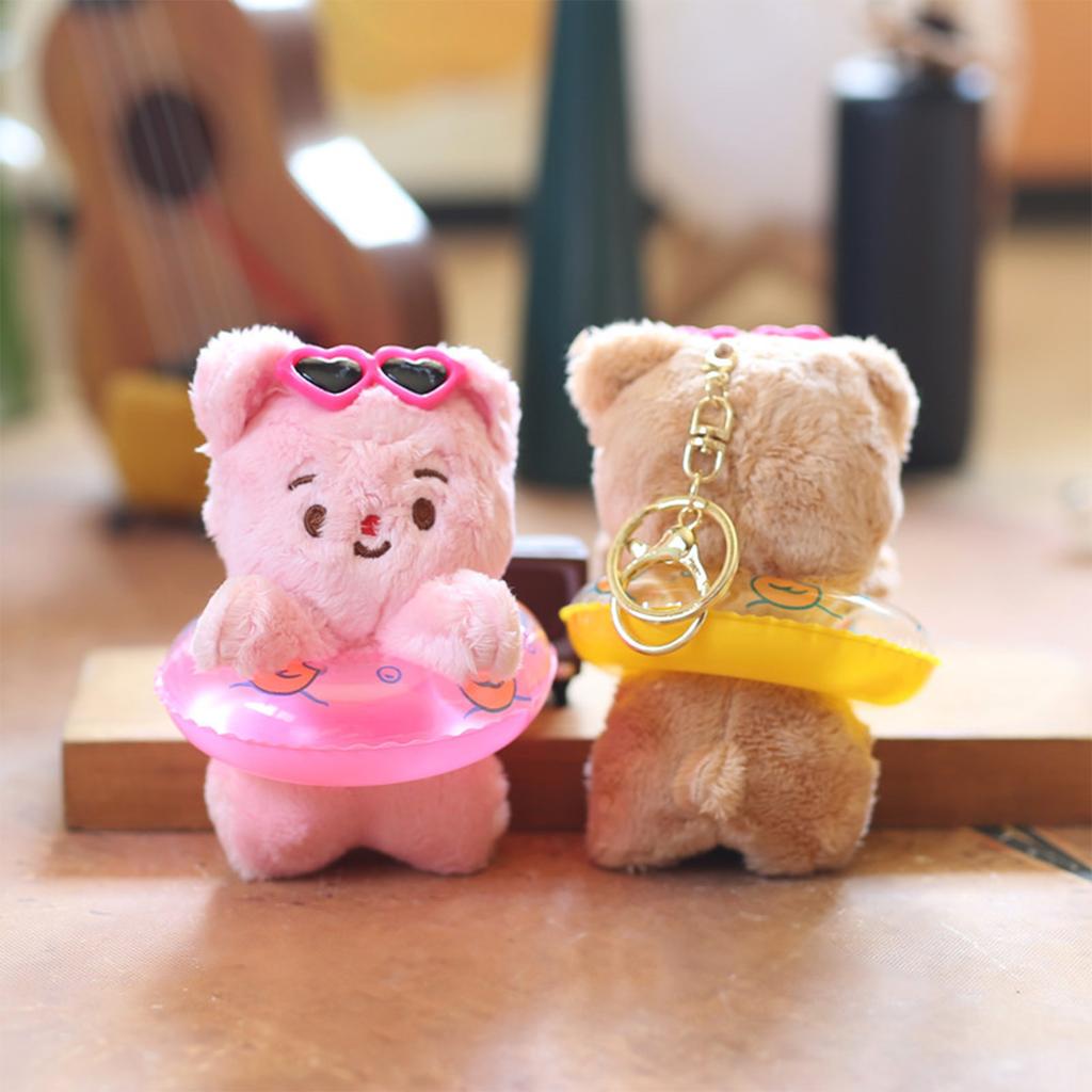 Cute Bear Swimming Ring Charm keyring Plush Keychain Accessory Animal Pendant Key Chain Personalized Bag Accessory