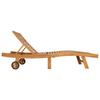 Brown Teak Solid Wood Sun Lounger