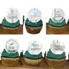 10pcs Round Merry Christmas Plastic Cupcake Toppers Rose Gold Color Snowflake Elk Cake Party Decorating Tool Christmas Ornament
