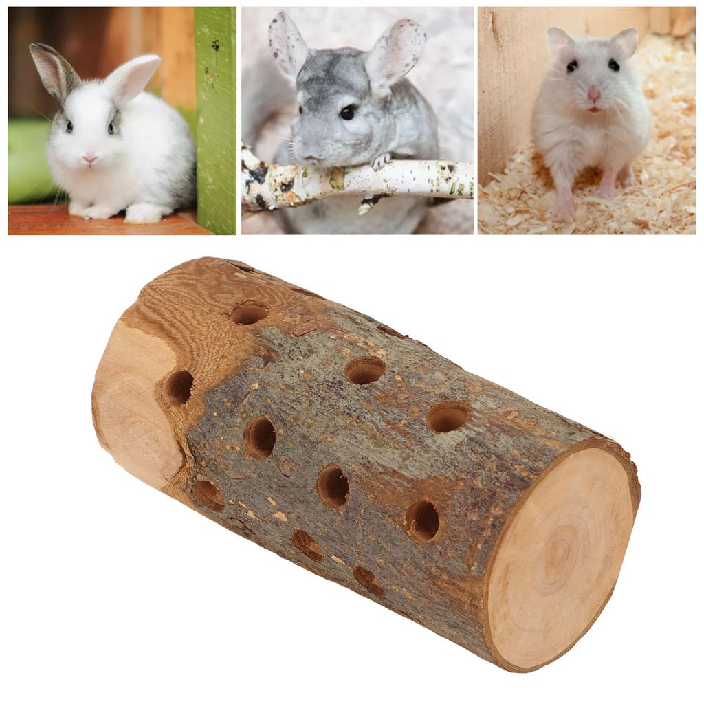 Hamster Log Chew Toy Natural Safe Molar Bite Resistant   Wooden Standing Stick for Small Animals